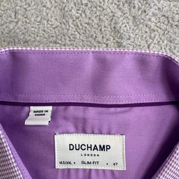 NEW Duchamp London Men's 18.5/ XXL Slim Fit Dress Shirt Stretch Cotton Purple - Picture 4 of 6